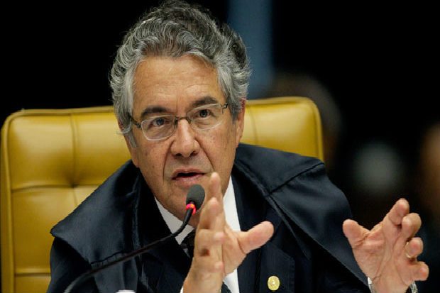 Ele repete algo que n&atilde;o fecha. No fim do julgamento eram s&oacute; tr&ecirc;s ministros n&atilde;o indicados por presidentes petistas. A nomea&ccedil;&atilde;o &eacute; t&eacute;cnico-pol&iacute;tica e se demonstrou institucional. Como eu sempre digo, n&atilde;o se agradece com a toga' - Marco Aur&eacute;lio Mello, ministro do STF. Foto: Fellipe Sampaio/STF/SCO