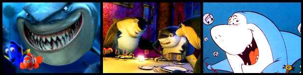 Tubarões para a criançada. Fotos: Pixar/ Dreamworks/ Hanna-Barbera/ Divulgação