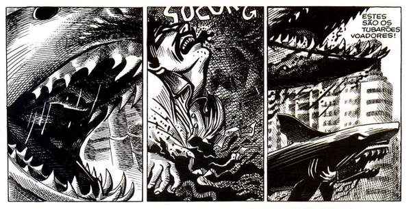 Cena da HQ Tubarões Voadores. Foto: Luiz Gê/ Divulgação