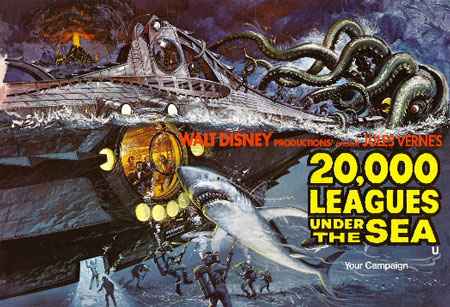 Cartaz de filme baseado no livro de Júlio Verne. Foto: Disney/ Divulgação