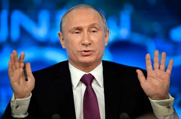 Vladimir Putin durante coletiva de imprensa anual. Foto: Alexander Nemenov/AFP Photo