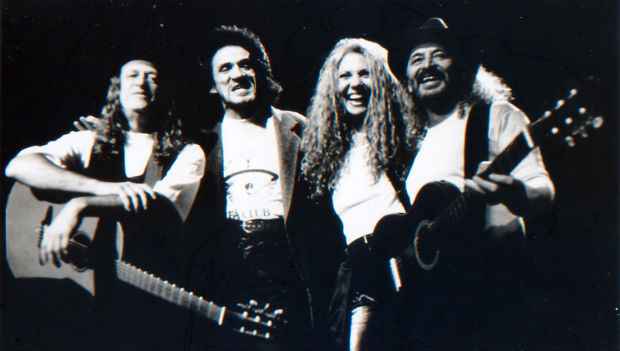 Alceu Valença, Zé Ramalho, Elba Ramalho e Geraldo Azevedo em O Grande Encontro. Foto: Arquivo pessoal/Divulgação