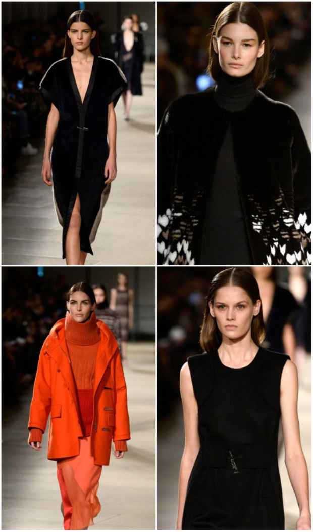 Cores sóbrias, como o preto, e golas altas, foram destaques. Foto: mbfashionweek.com/new-york/Reprodução