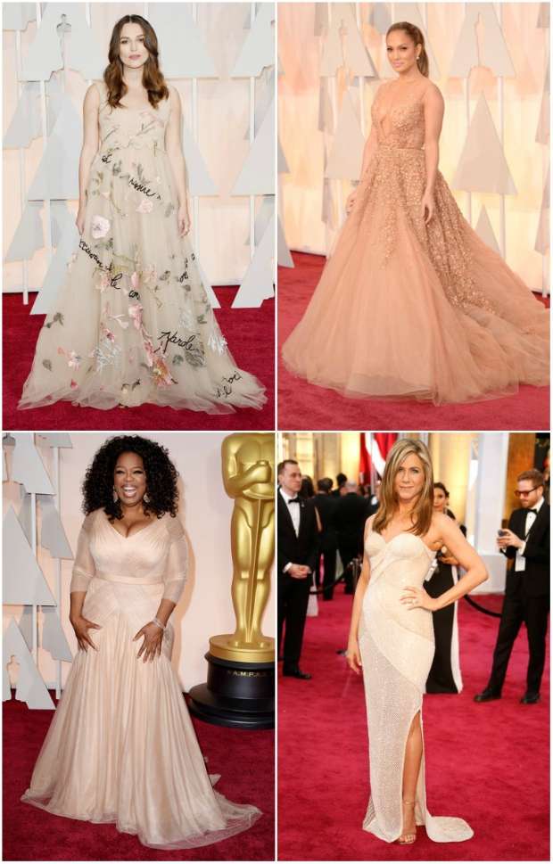 Já Jennifer Aniston e Oprah Winfrey apostaram no nude. Crédito: AFP