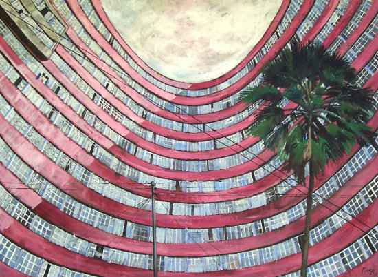 Artista holandês Roberto Ploeg registra o Edifício holiday, ícone modernista de Boa Viagem