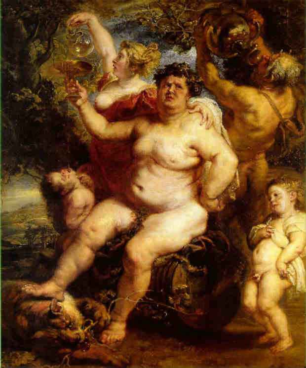 O pintor holandês Pieter Paul Rubens mostrou corpos rechonchudos em vários de seus quadros, como o do deus Baco. Crédito: Artenewal.org/Reproducao da Internet
