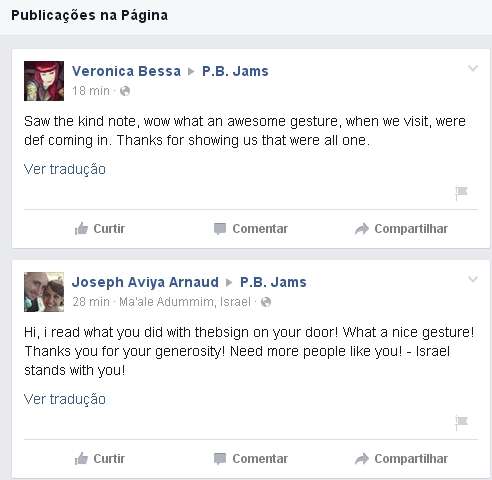 Internautas utilizaram as redes sociais para parabenizar Ashley pela boa ação. Foto: Facebook P.B.Jams/Reprodução() Internautas utilizaram as redes sociais para parabenizar Ashley pela boa ação. Foto: Facebook P.B.Jams/Reprodução/