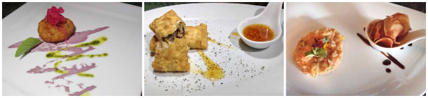 Croquete de peixe com salsa de oliva roxa e cebola em conserva caseira, Pastel de paleta de cordeiro e Frango grelhado com purê de jerimum são opções disponíveis no Chiwake. Foto: 4Comunicação/ Divulgação/