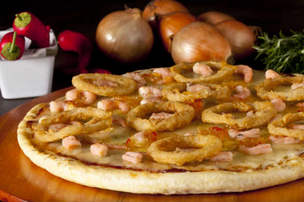Pizza Caribenha é uma das mais de 20 opções de sabores oferecidas na Pizzaria Atlântico. Foto: Dante Barros/ Divulgação