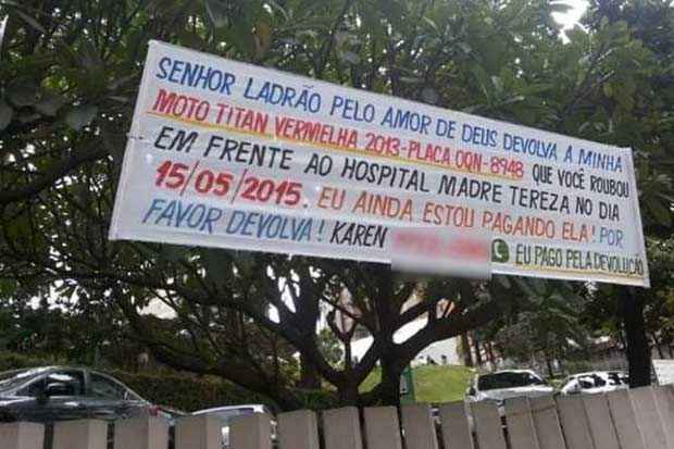 Jovem fez apelo ao ladrão. Foto: Davidson Ferreira/Divulgação/ Jovem fez apelo ao ladrão. Foto: Davidson Ferreira/Divulgação/