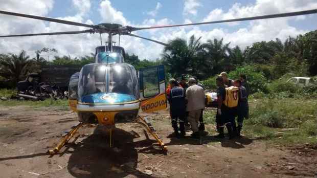 Ferido foi socorrido por helicóptero da Polícia Federal. Foto: Bombeiros/Divulgação/ Ferido foi socorrido por helicóptero da Polícia Federal. Foto: Bombeiros/Divulgação/