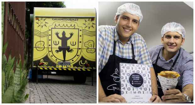 Trailer está estacionado em galeria na Rua do Futuro. Irmãos Pedro e Paulo Cardoso apostam na praticidade de se comer o crepe sem talheres