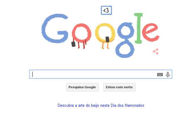 Esse doodle incentiva o envio de mensagens de amor pelo celular. Foto: Google/Reprodução/ Esse doodle incentiva o envio de mensagens de amor pelo celular. Foto: Google/Reprodução/