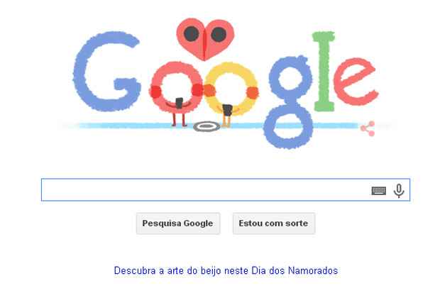 Este doodle simula um encontro marcado, com o casal fazendo seu "check-in" no local. Foto: Google/Reprodução