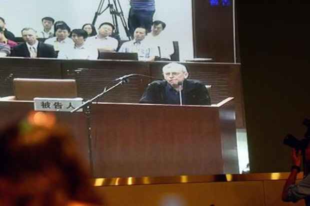 O investigador Peter Humphrey é julgado em Xangai. Foto: Johannes Eisele/AFP