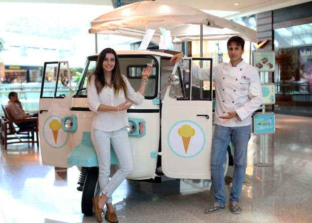 Giulia Ciocca e Giovanni Salmi tinham o sonho de trabalhar com sorvetes. Foto: Paloma Amorim/ Divulgação/