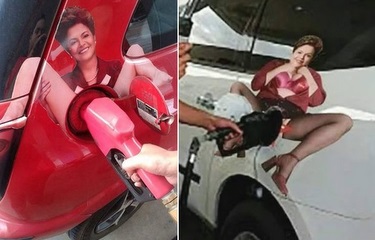 Imagem da presidente foi utilizada num "protesto" contra o aumento de gasolina. Foto: Reprodução/Internet