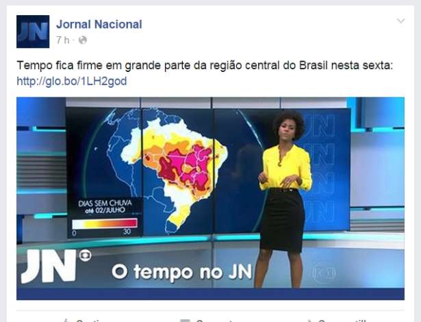Postagem na p&aacute;gina oficial do Facebook do Jornal Nacional com foto de Maju Coutinho foi alvo de coment&aacute;rios racistas. Foto: Reprodu&ccedil;&atilde;o/Facebook/