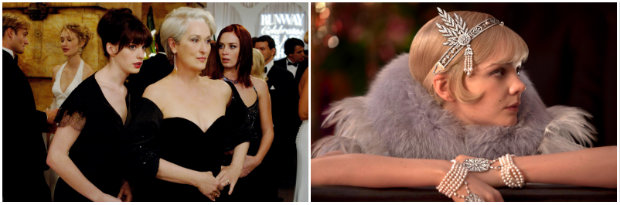 O diabo veste prada e O grande gatsby são os mais recentes da lista de Grund. Fotos: Divulgação