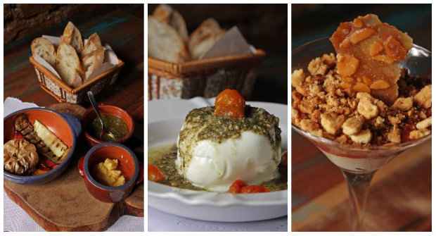 Couvert aposta nos legumes grelhados e pães italianos. Burrata ao pesto também rouba a cena. De sobremesa, a refrescante Taça Tarsila do Amaral