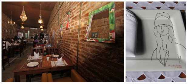 Charmoso sobrado com tijolos aparentes ganha decoração com as obras de arte da proprietária, presentes até nas louças do bistrô