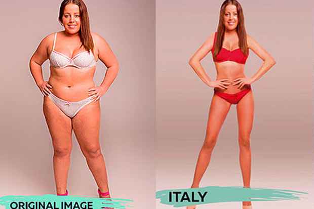 À esquerda a imagem original que foi manipulada em 18 países diferentes. O Brasil não foi incluído. Fotos: Projeto Perceptions of Perfection/Reprodução/ À esquerda a imagem original que foi manipulada em 18 países diferentes. O Brasil não foi incluído. Fotos: Projeto Perceptions of Perfection/Reprodução/