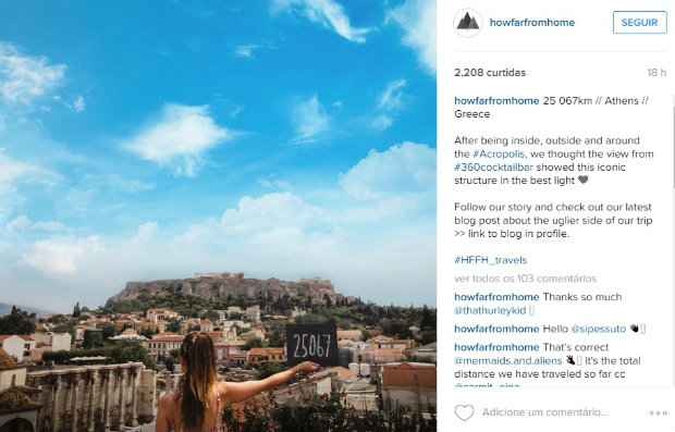 Em Atenas, Grécia. (Foto: Reprodução/Instagram/How Far From Home)/ Em Atenas, Grécia. (Foto: Reprodução/Instagram/How Far From Home)/