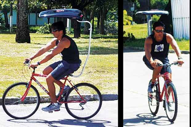 Acessório promete proteger ciclistas do sol. Foto: Divulgação/ Acessório promete proteger ciclistas do sol. Foto: Divulgação/