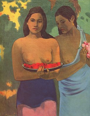 Obra do pintor francês Paul Gauguin, Duas mulheres Taitianas (1893). Foto: Reprodução/Facebook