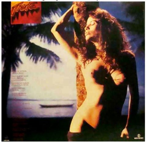 Modelo Isadora Ribeiro na capa do LP da trilha sonora da novela Tieta (1989). Foto: Reprodução/Facebook