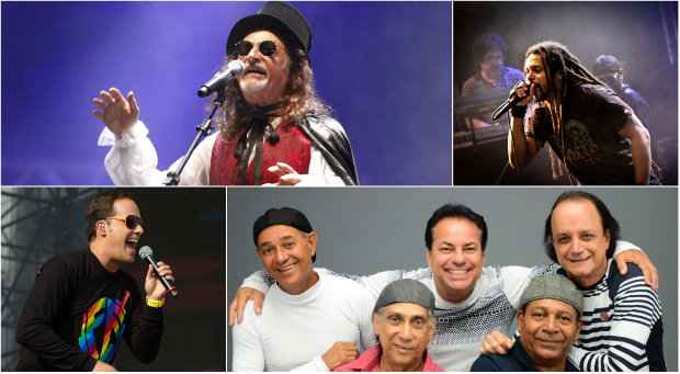 Alceu Valença, O Rappa, André Valadão e banda Som da Terra são alguns dos artistas que gravam DVD no Recife. Foto: Montagem/Divulgação