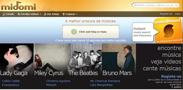 O site também funciona como uma rede social musical. Foto: Divulgação/