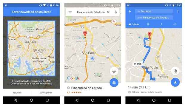 Os usuários terão acesso a uma ferramenta chamada "Áreas Offline" e poderão baixar com antecedência a área que quiserem acessar, sem necessidade de conectar o celular à rede de internet. Foto: Google/Divulgação/ Os usuários terão acesso a uma ferramenta chamada "Áreas Offline" e poderão baixar com antecedência a área que quiserem acessar, sem necessidade de conectar o celular à rede de internet. Foto: Google/Divulgação/