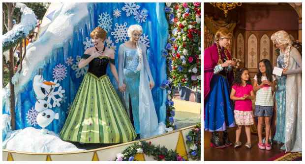 Enquanto a novidade não chega, a criançada pode tirar fotos com Anna e Elsa no palácio das princesas e no desfile do Magic Kingdom