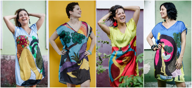 As quatro estampas foram reproduzidas em quantidade limitada de vestidos. Fotos: Andrea Rego Barros/Divulgação