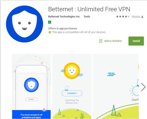 O app Betternet: Unlimited Free VPN é alternativa para quem não consegue ficar sem Whatsapp. Foto: Google Play/Reprodução/ O app Betternet: Unlimited Free VPN é alternativa para quem não consegue ficar sem Whatsapp. Foto: Google Play/Reprodução/