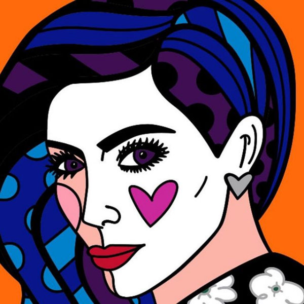 Kim Kardashian ganha quadro de Romero Britto. Arte: Instagram/Divulação/