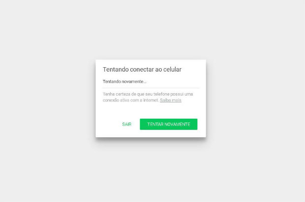 A versão web também apresenta falha. Foto: Reprodução./