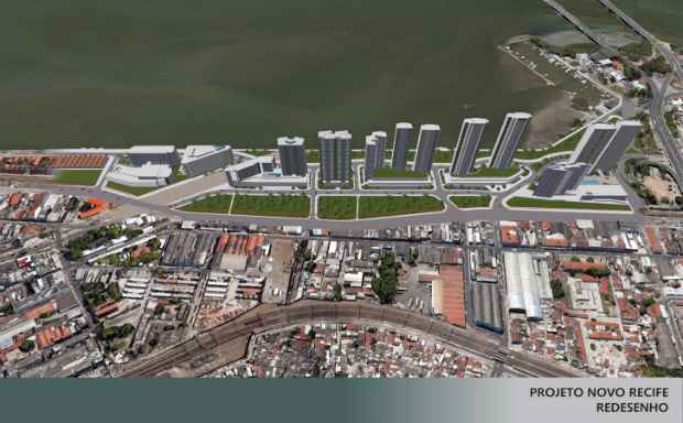 Projeto Novo Recife prevê construção de torres residências e comerciais no Cais José Estelita. Arte: Consórcio Novo Recife/Divulgação/ Projeto Novo Recife prevê construção de torres residências e comerciais no Cais José Estelita. Arte: Consórcio Novo Recife/Divulgação/