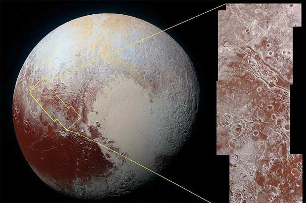 Enviada à Terra em 24 de dezembro, a foto é classificada como a vista de %u201Cmaior resolução de Plutão. Foto: Nasa/Jhuapl/SwRI