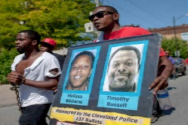 Protesto pela morte de Timothy Russell e Melissa Williams em 23 de maio de 2015 em Cleveland, Ohio. Foto: Ricky Rhodes/AFP