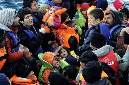 Refugiados chegam em Mitilene, na ilha de Lesbos, Grécia. Foto: AFP/Arquivos STRINGER/ Refugiados chegam em Mitilene, na ilha de Lesbos, Grécia. Foto: AFP/Arquivos STRINGER/