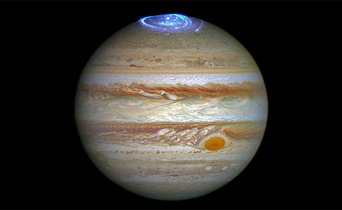 Imagem da aurora de J&uacute;piter foi capturada pelo telesc&oacute;pio Hubble. Foto: Nasa/Divulga&ccedil;&atilde;o