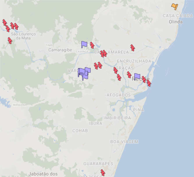 Mapa das ocupações. Foto: OcupeUFPE/Divulgação/Mapa das ocupações. Foto: OcupeUFPE/Divulgação
