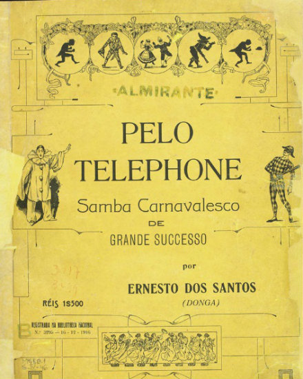 Partitura de Pelo telephone, samba carnavalesco de grande sucesso. Foto: Biblioteca Nacional/Divulgação