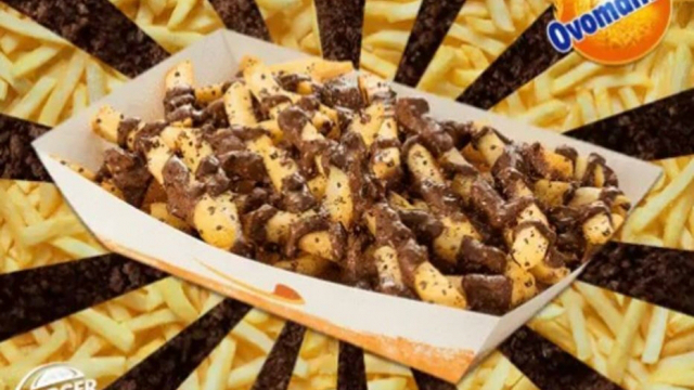 Batata frita com cobertura de chocolate é a novidade no menu do Burger King. Foto: Facebook/Reprodução/ Batata frita com cobertura de chocolate é a novidade no menu do Burger King. Foto: Facebook/Reprodução/