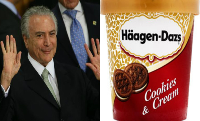 O presidente Michel Temer pediu 500 potes de sorvetes da marca Häagen-Dazs para abastecer o avião presidencial, de acordo com o jornalista Lauro Jardim, colunista do jornal O Globo. Montagem com fotos de Marcello Casal Jr/Agência Brasil e Reprodução/Internet/ O presidente Michel Temer pediu 500 potes de sorvetes da marca Häagen-Dazs para abastecer o avião presidencial, de acordo com o jornalista Lauro Jardim, colunista do jornal O Globo. Montagem com fotos de Marcello Casal Jr/Agência Brasil e Reprodução/Internet/