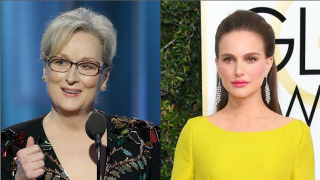 Entre os atores estrangeiros citados, Meryl Streep incluiu o nome da atriz Natalie Portman, nascida em Israel. Fotos: IMDB/Reprodução/