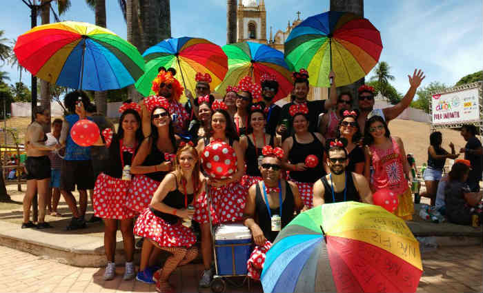 Foliões do Rio de Janeiro, Minas Gerais, Rio Grande do Sul e Recife fantasiados de Minie em Olinda. Foto: Julio Jacobina/DP