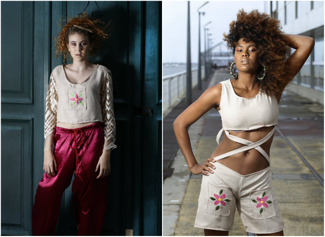 As roupas têm tons rosados e terrosos, amarrações e modelagens fluidas. Fotos: Anderson Freire/DP